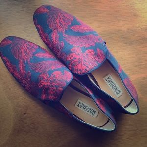 Badgley Mischka Red & Navy Tropical Print Loafers